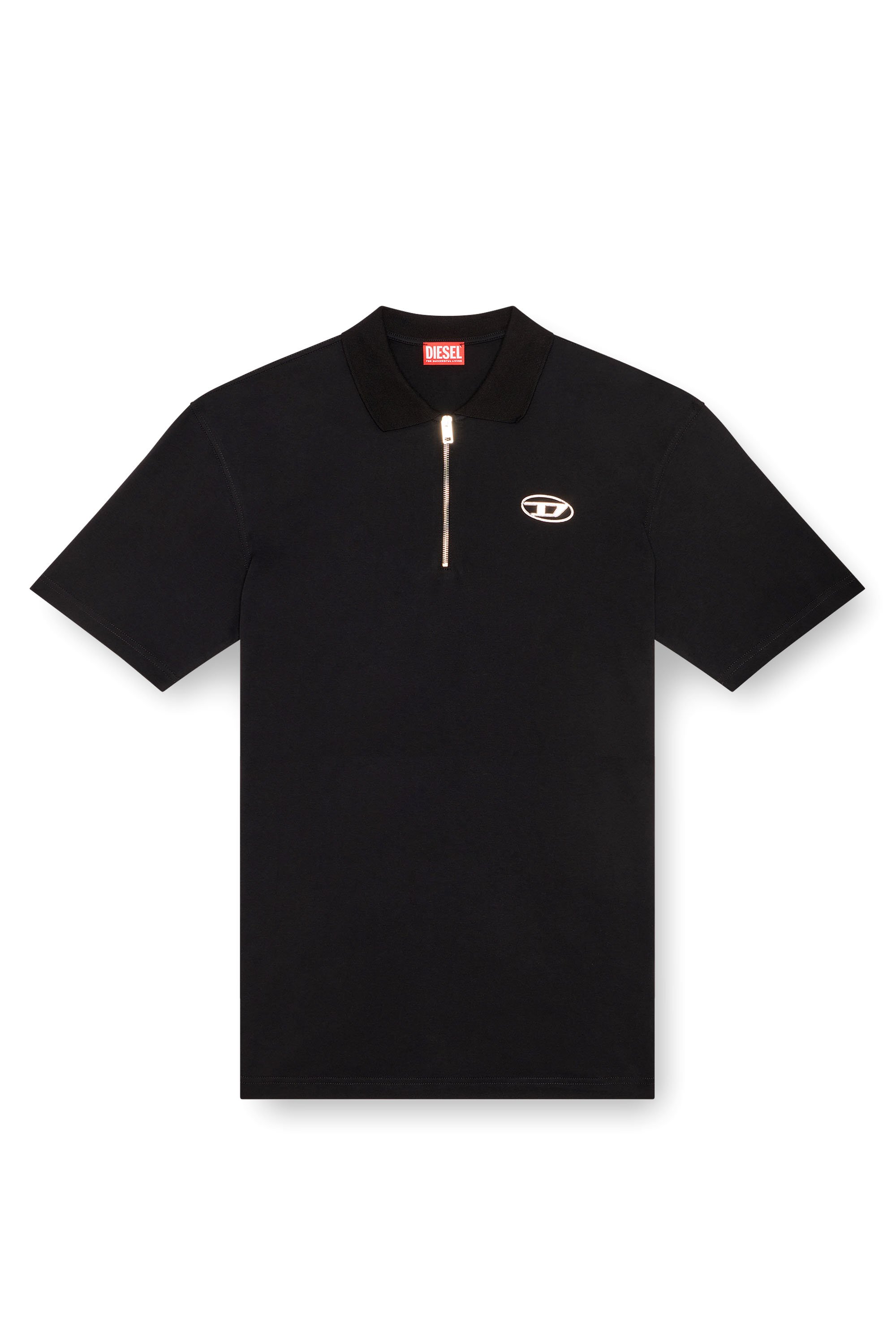 Diesel - T-VOR-OD, Man's Polo shirt with half zip in Black - 3