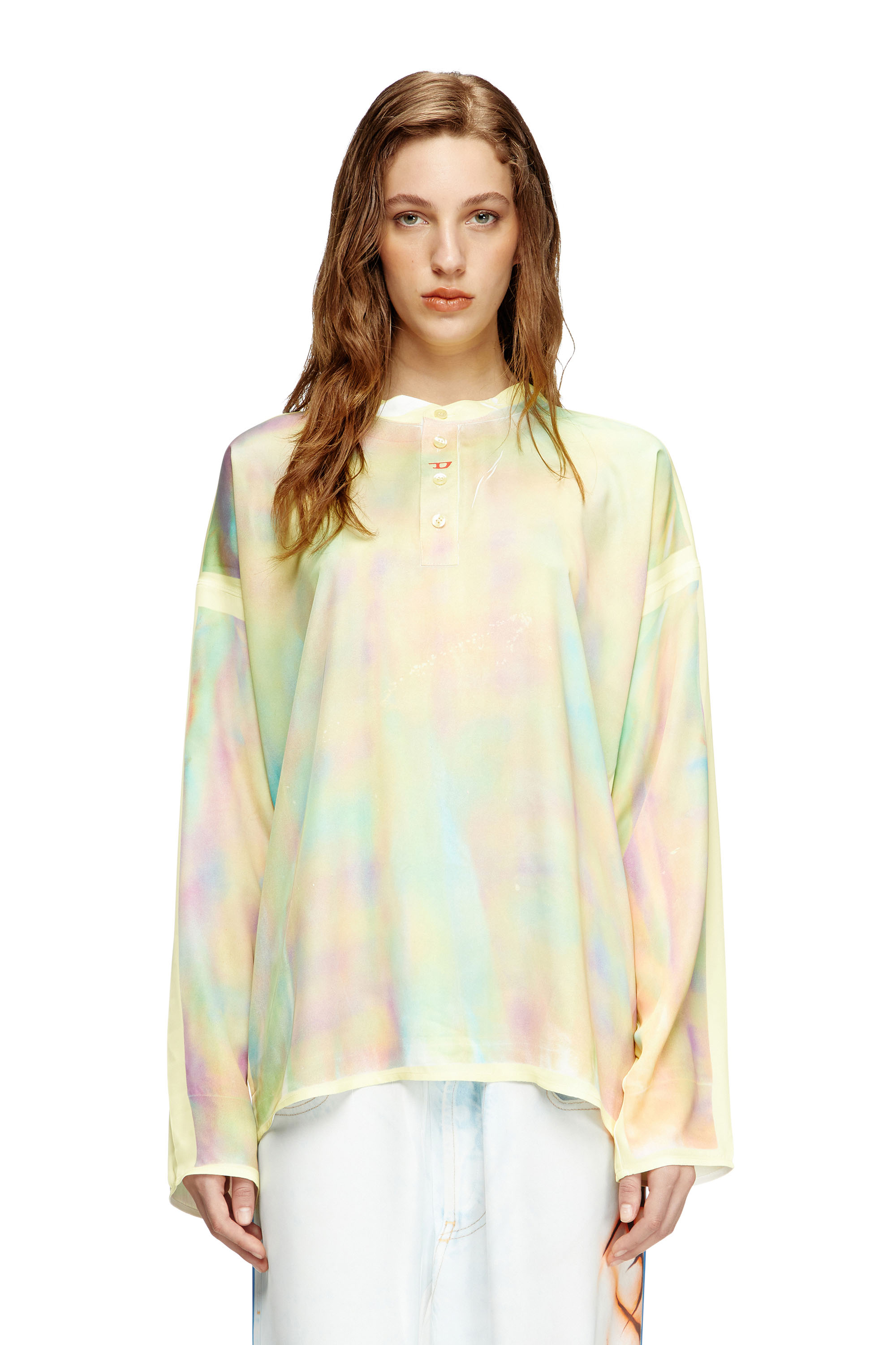 Diesel - T-OLAVI-A-SER-GRAFFITI-CHI, Unisex's Henley top with graffiti print in Yellow - 1