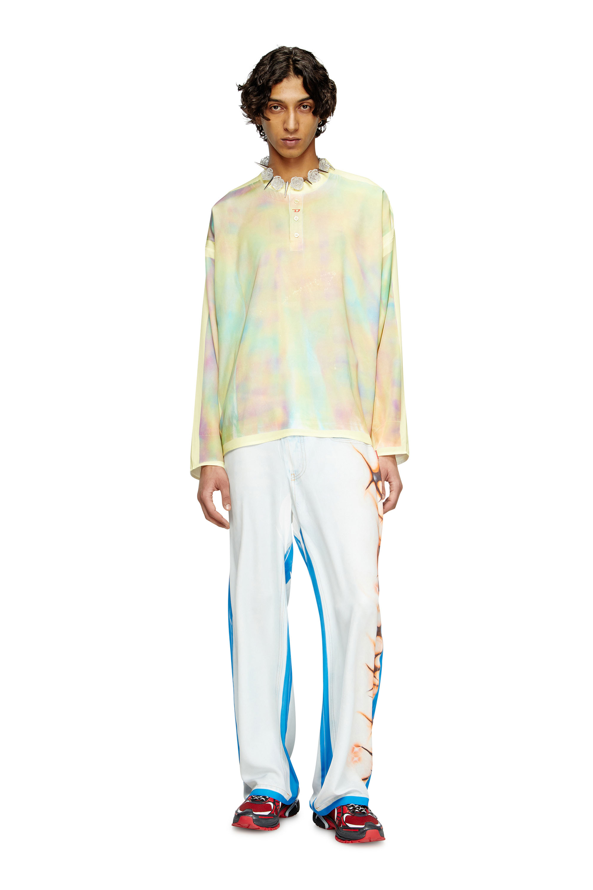 Diesel - T-OLAVI-A-SER-GRAFFITI-CHI, Unisex's Henley top with graffiti print in Yellow - 3