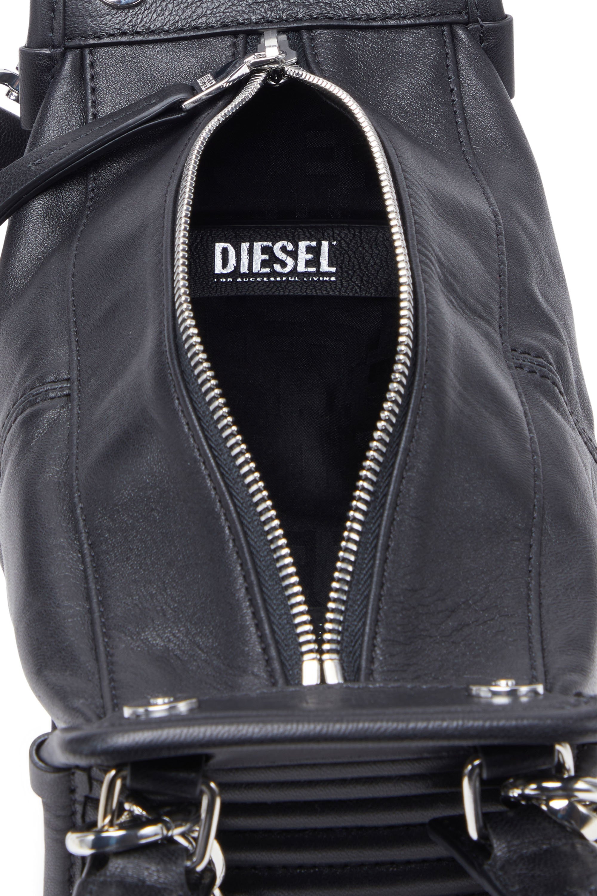 Diesel - D-VINA-RR XS, Woman's D-Vina-RR XS - Handbag in leather in Black - 4