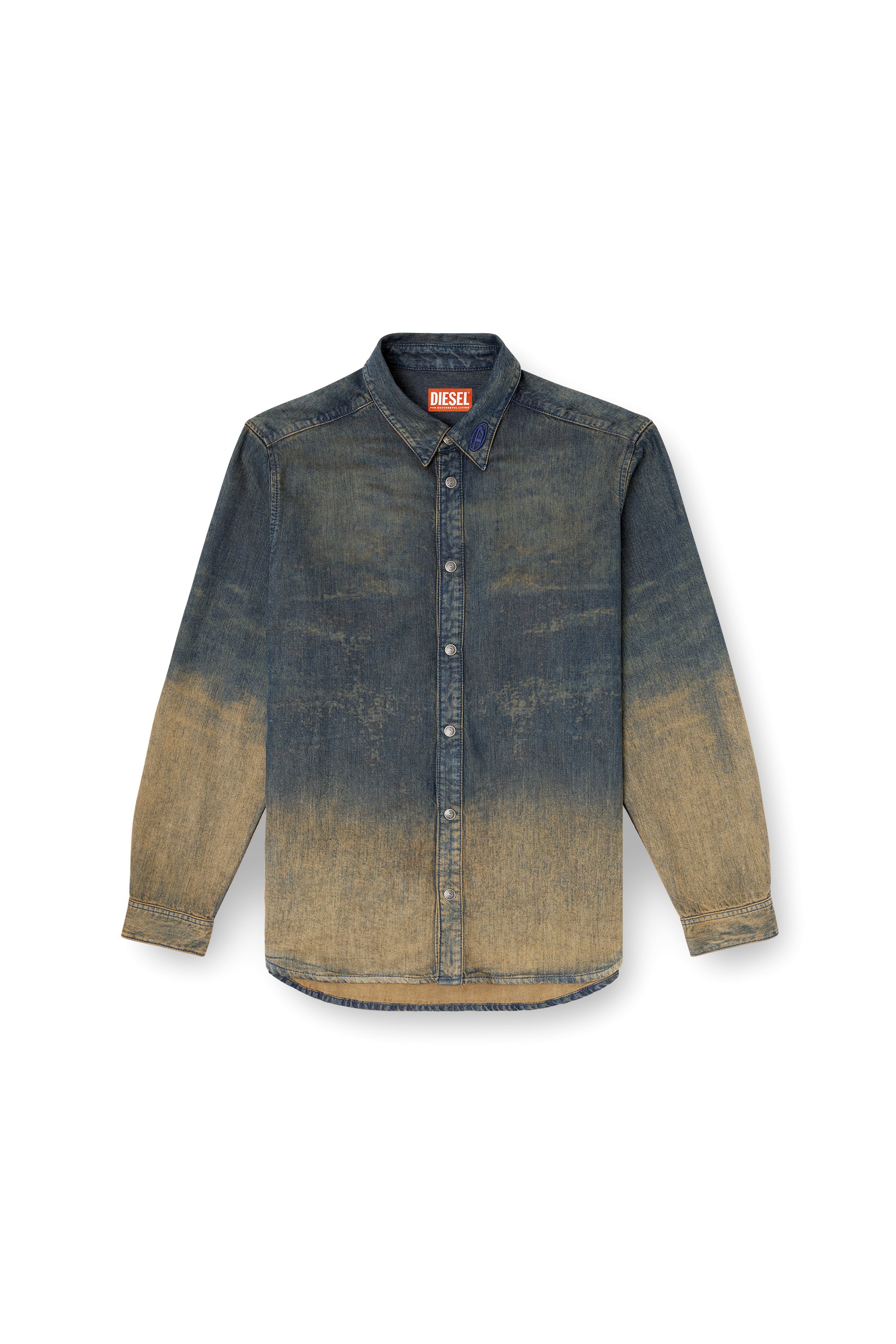 Diesel - D-SIMPLY-S8, Man's Shirt in fluid shaded denim in Dark Blue - 4