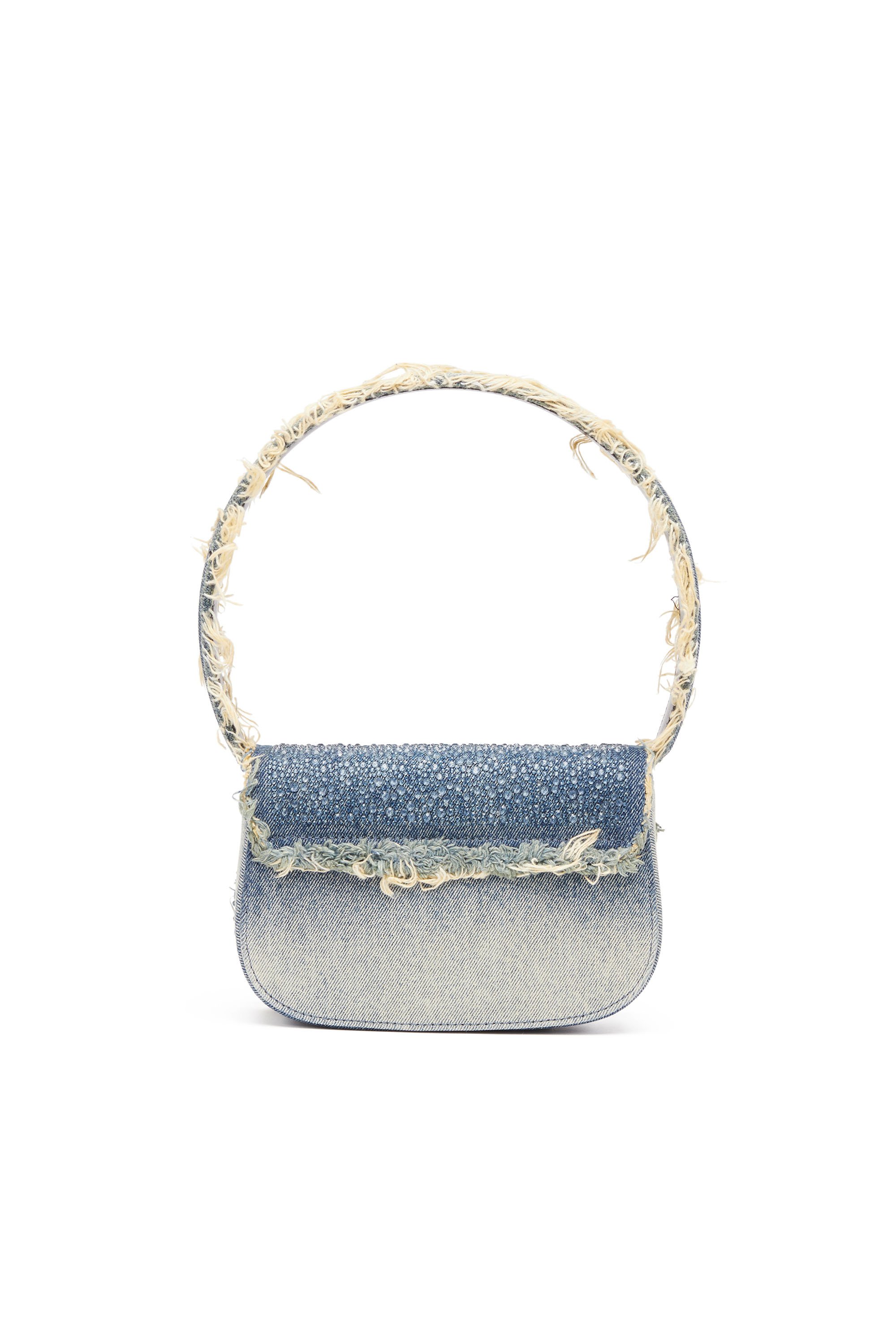 Diesel - 1DR, Woman's 1DR-Iconic shoulder bag in denim and crystals in Blue - 2