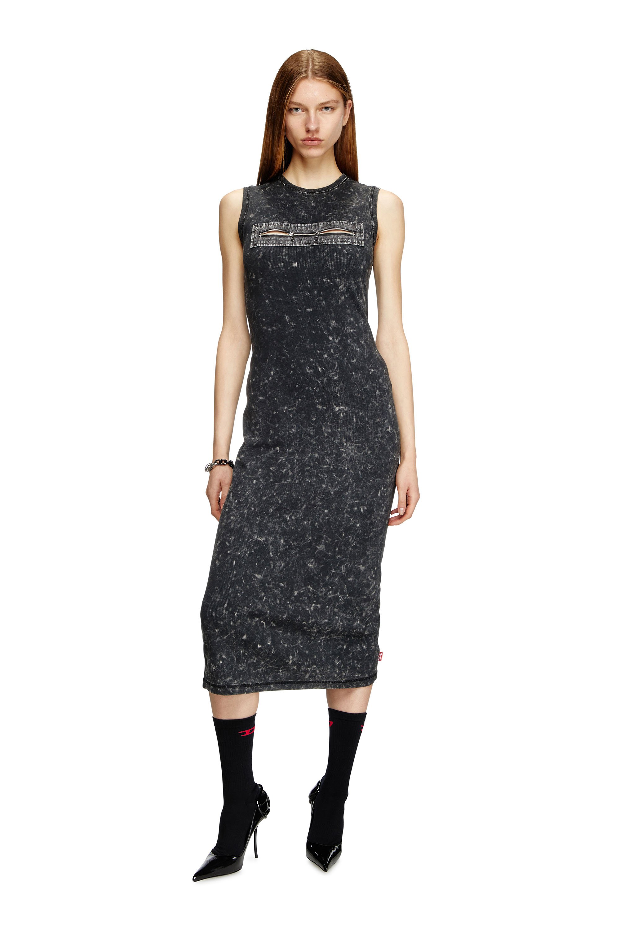Diesel - D-PRA, Woman's Sleeveless dress with zip detail in Black - 2