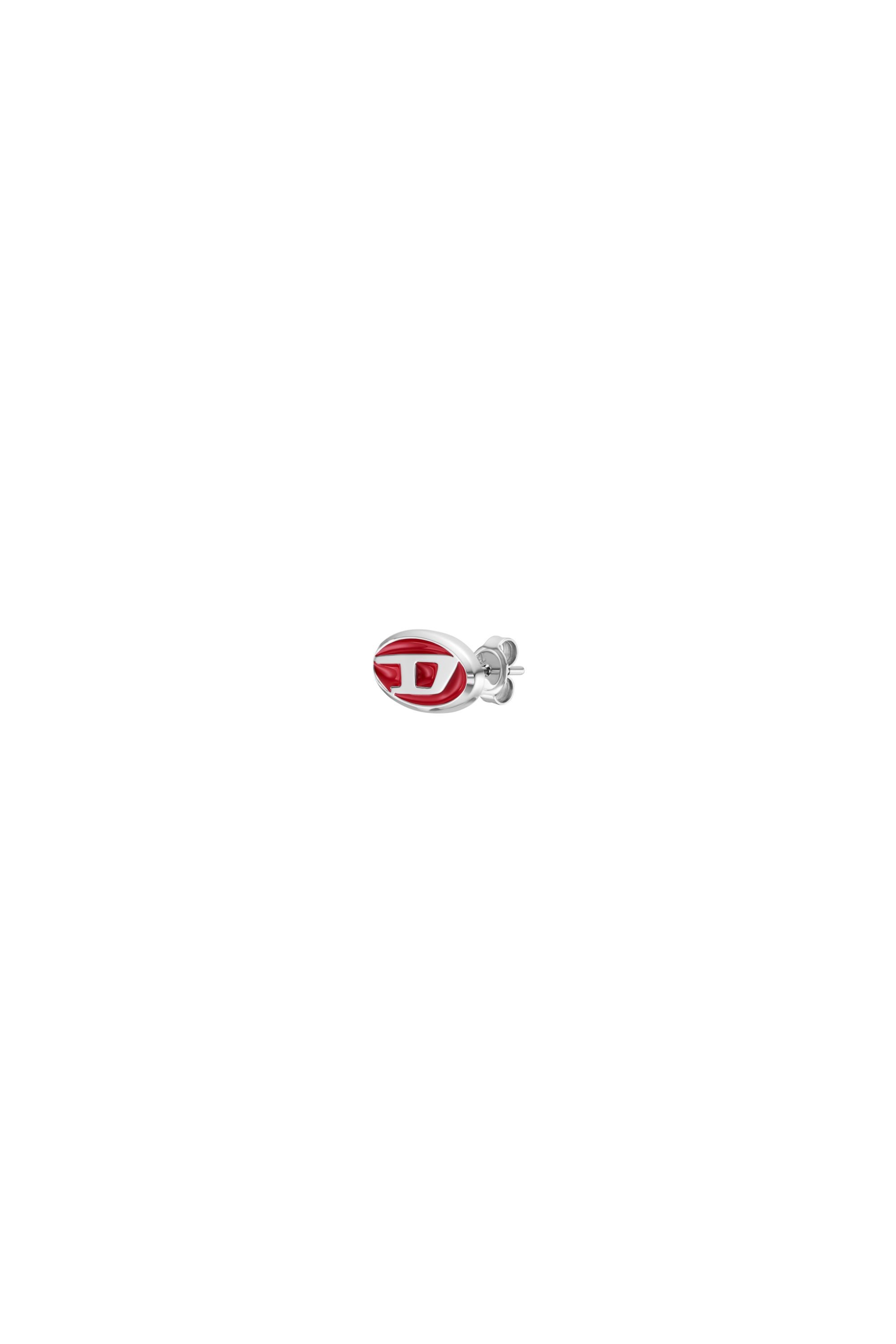 Diesel - DX1443, Unisex's Red enamel and stainless steel single stud earring in Silver - 1