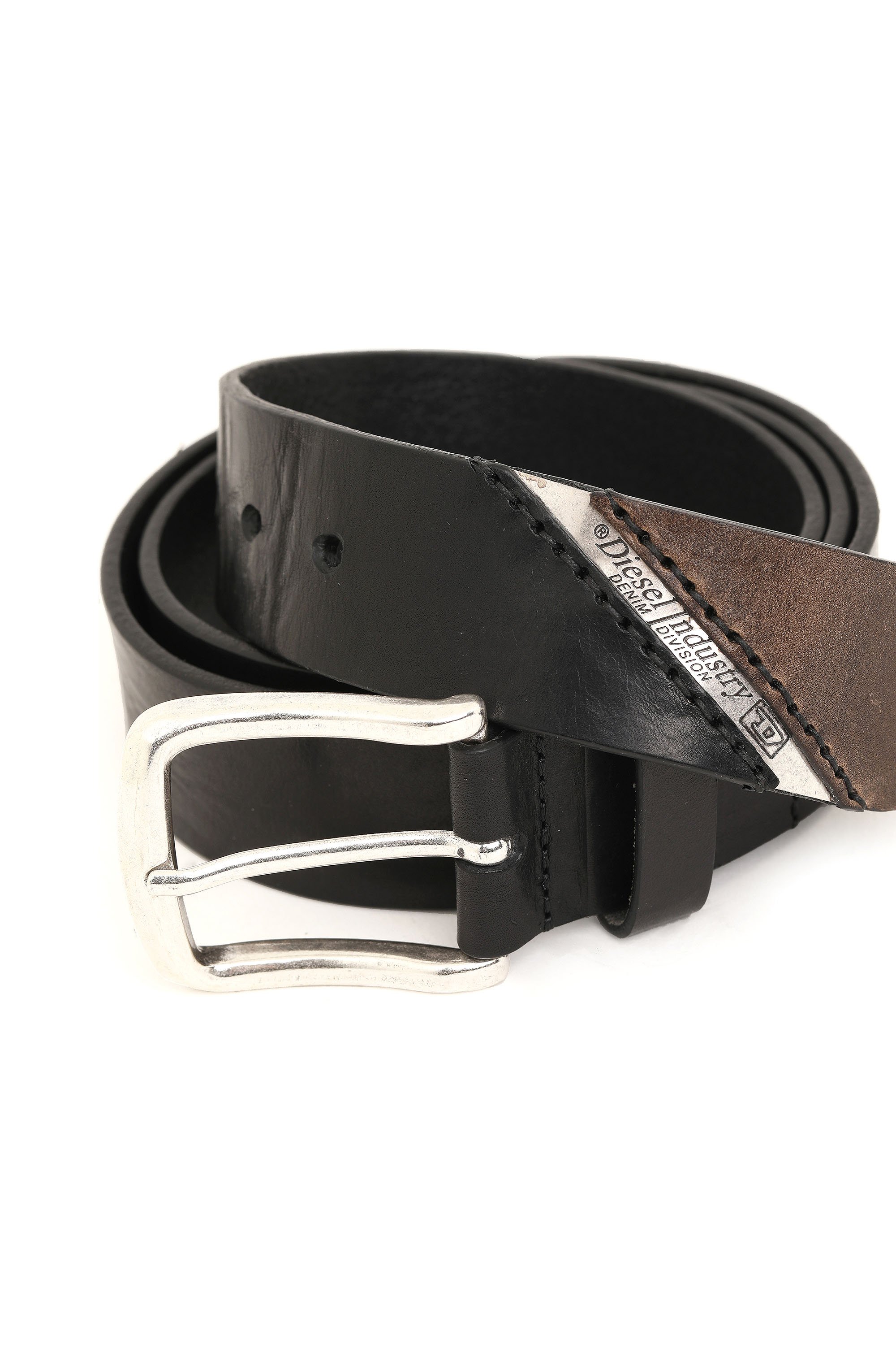 Diesel - B-LINE, Man's Treated leather belt with diesel logo in Black - 2