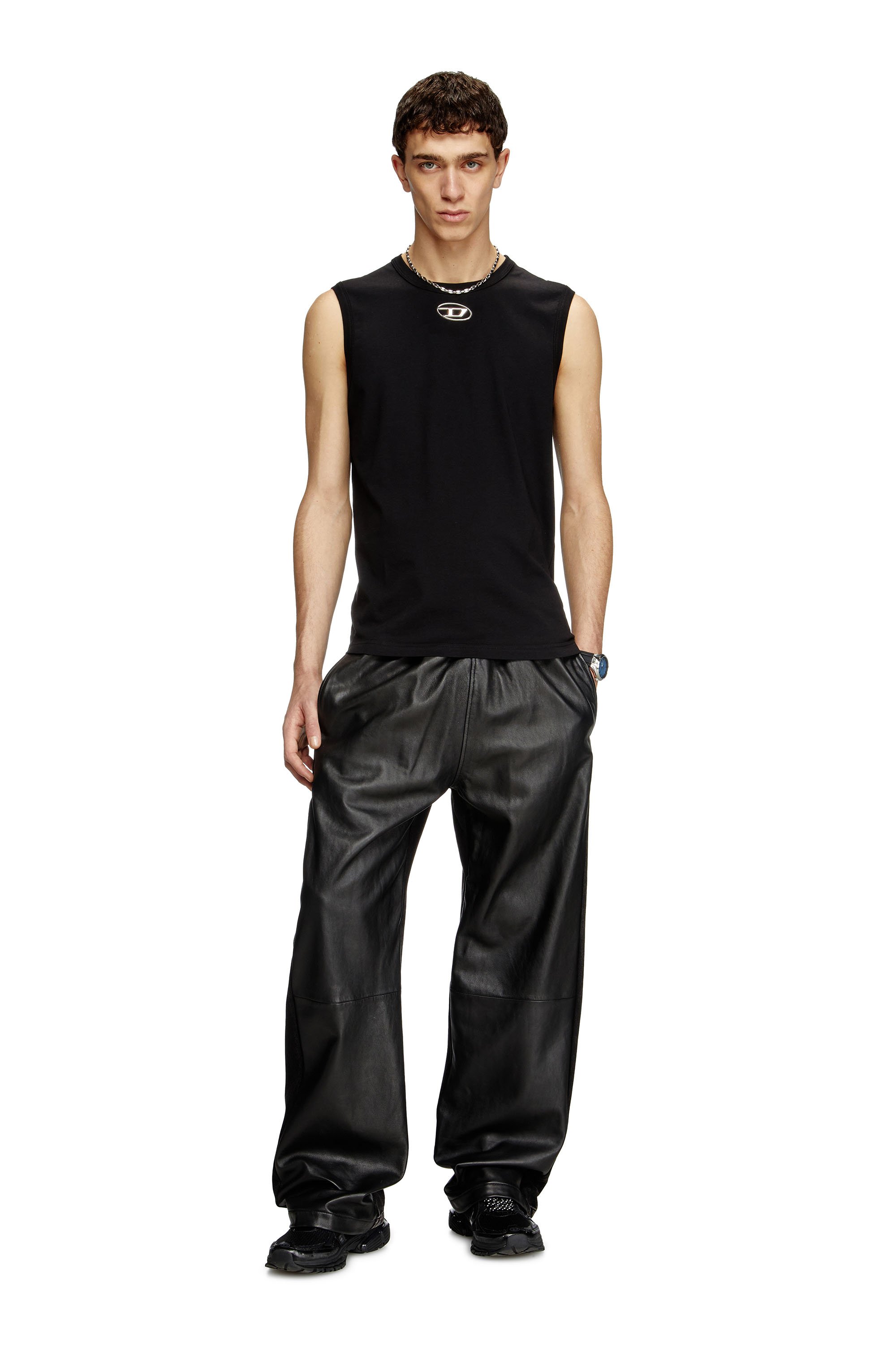 Diesel - T-BISCO-OD, Man's Tank top with metallic Oval D in Black - 2