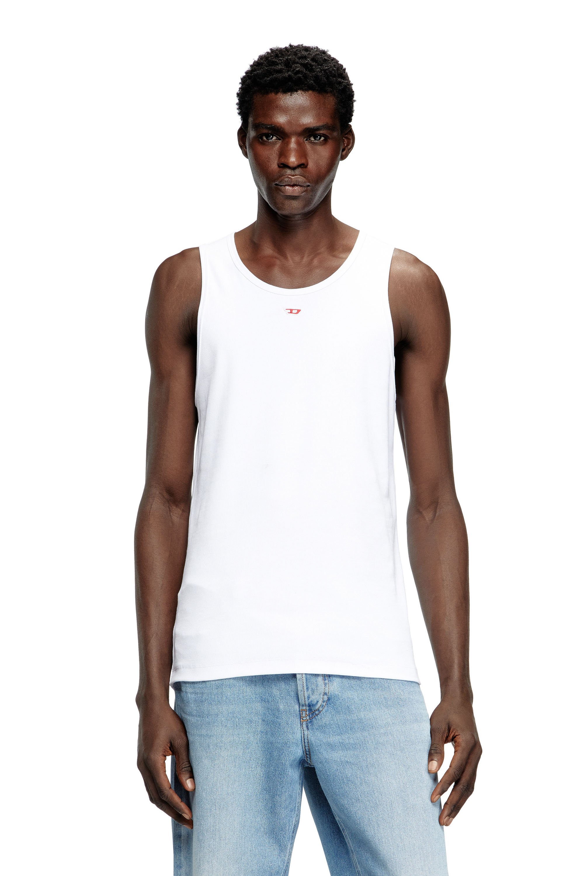 Diesel - T-LIFTY-D, Man's Tank top with mini D logo patch in White - 1