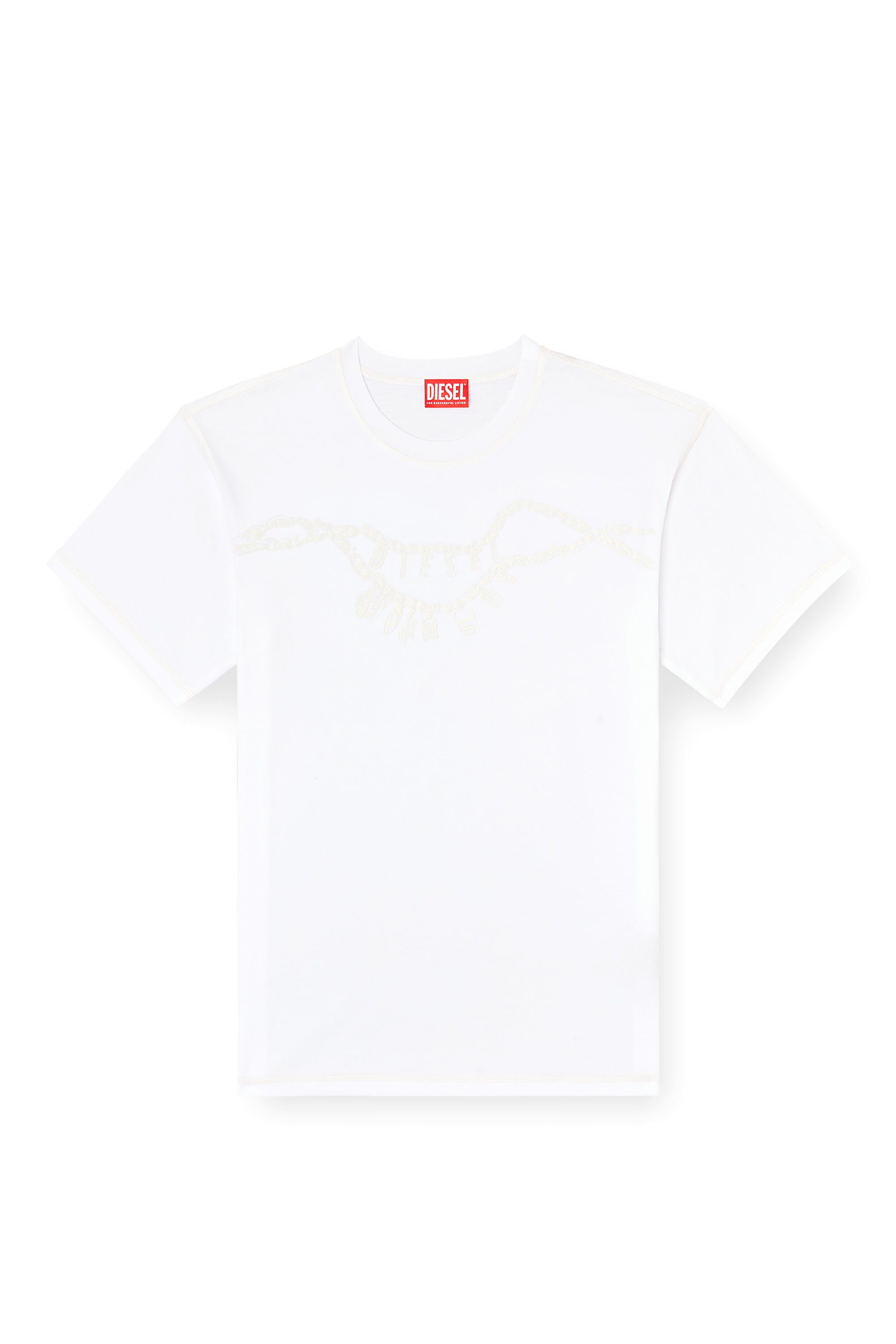 Diesel - T-NORM-HOSHI, Unisex's T-shirt with charm necklace print in White - 4